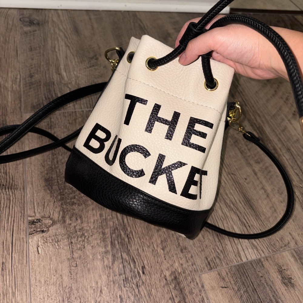 The Bucket Two-Tone Black and Cream Bucket Bag
